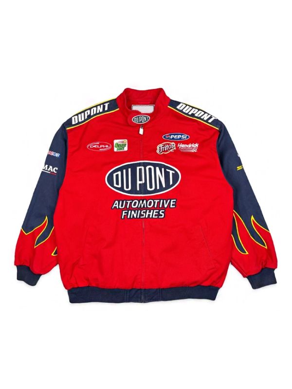 JH Design Men s Red Jeff Gordon DuPont Twill Driver Uniform Full Snap Jacket Casual Jackets