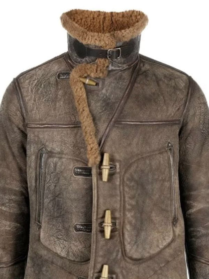 1920s Battle Military Aviator Vintage Distressed Shearling Jacket