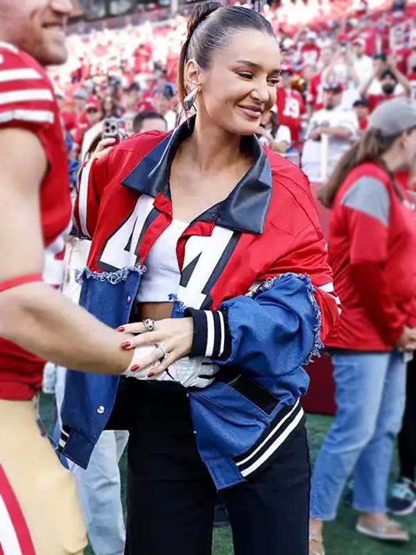 Kristin Juszczyk Delayed not Denied 49ers Bomber Jacket