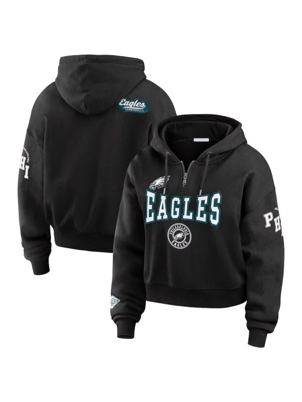 Erin Andrews Philadelphia Eagles Black Quarter-Zip Hoodie