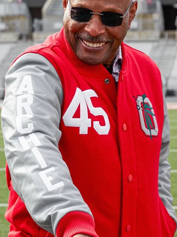 HOMAGE Archie Griffin Red & Grey Varsity Jacket