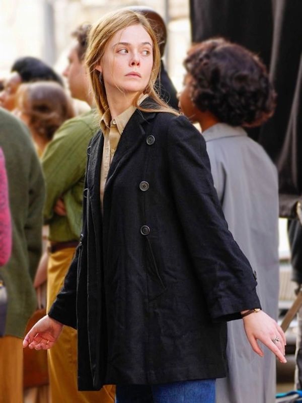 Sylvie Russo A Complete Unknown Elle Fanning Black Coat Street Outerwears