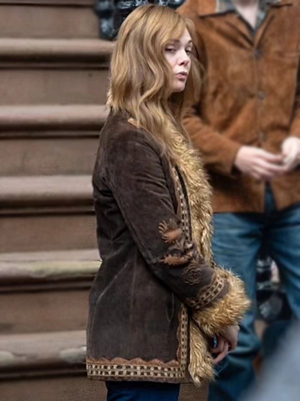 A Complete Unknown Sylvie Russo Brown Suede Shearling Jacket