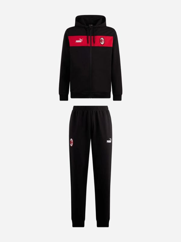 Ac Milan Fully-Zippered Hooded Black Jacket