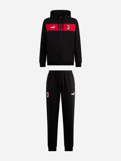 Ac Milan Fully-Zippered Hooded Black Jacket