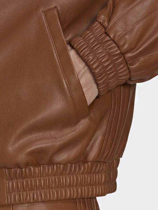 Adicolor Trefoil Brown Faux Leather Jacket