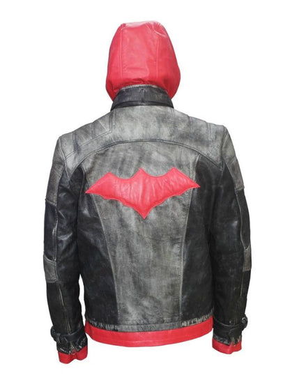 Red Hood Batman Arkham Knight Jason Todd Costume Hoodie Leather Jacket