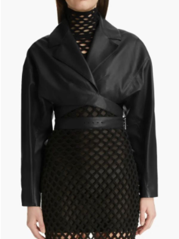 American Horror Story Siobhan Corbyn Cropped Wrap Leather Jacket