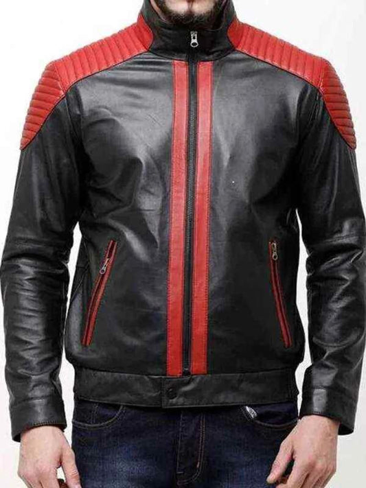Black And Red Leather Motorcycle Jacket Men - Shop Now