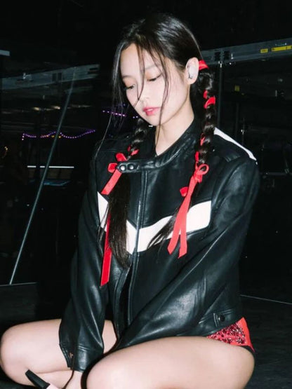 Blackpink Born Pink Jennie Kim Black Leather Jacket