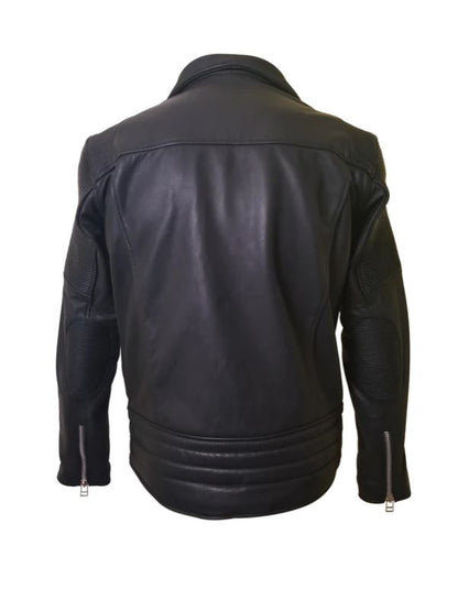 Brett's Biker Style Black Leather Jacket - Free Shipping