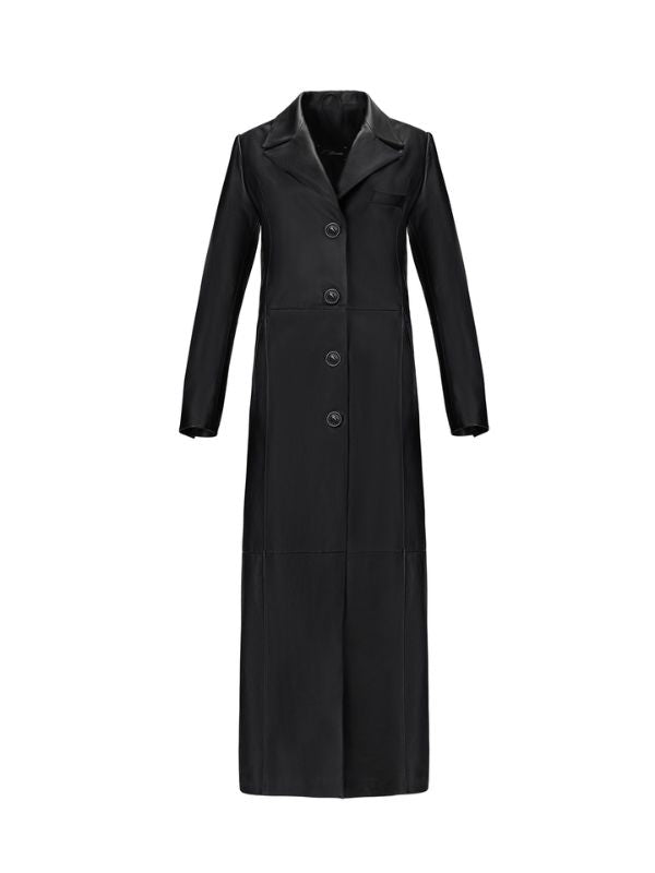 Chiara Ferragni Black Leather Coat