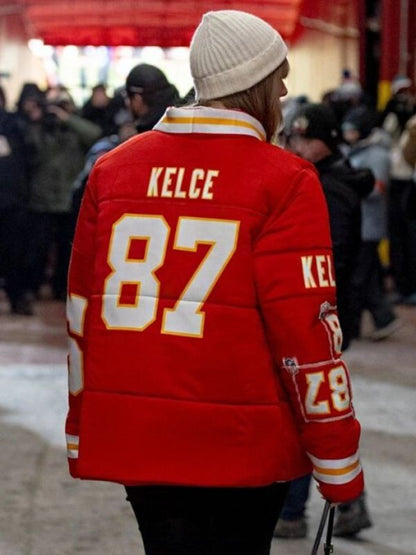 Chiefs Taylor Swift Kelce Red Puffer Jacket - Sale