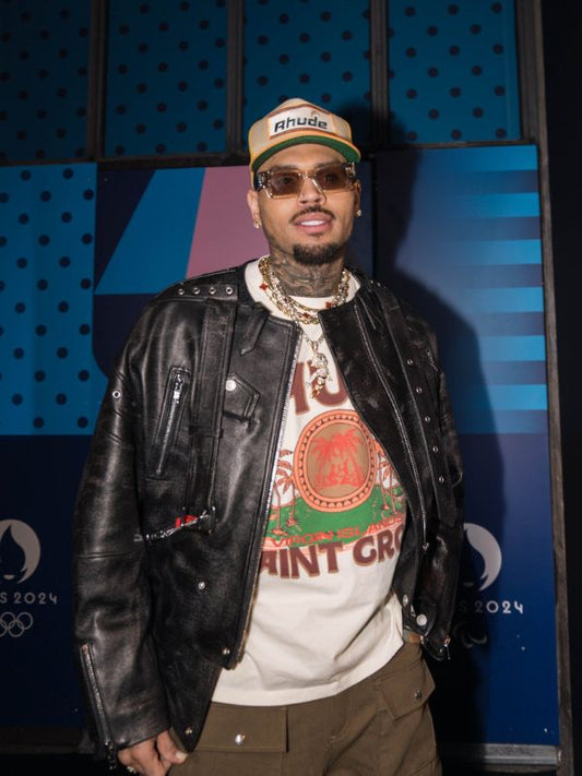 Chris Brown Oversized Black Leather Jacket