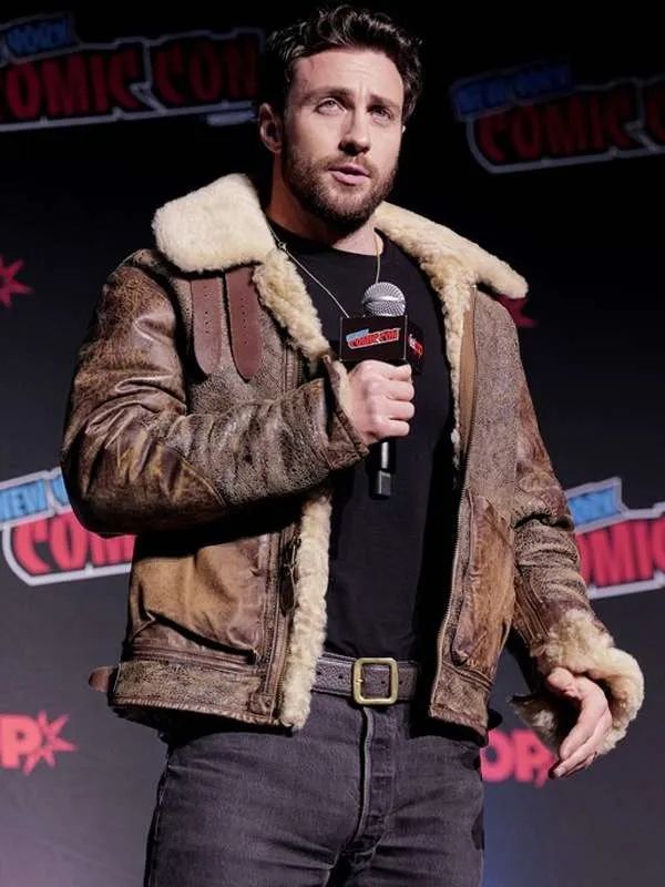 Comic Con Aaron Taylor Johnson Shearling Leather Jacket