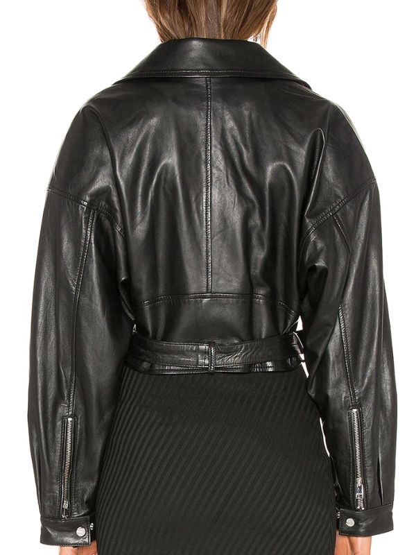Leonie Hanne Short Body Black Leather Jacket
