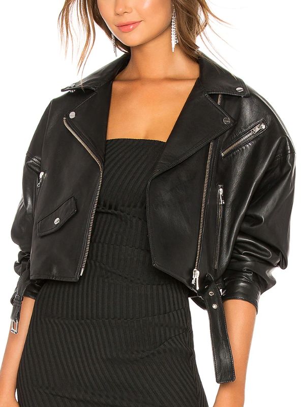 Leonie Hanne Short Body Black Leather Jacket