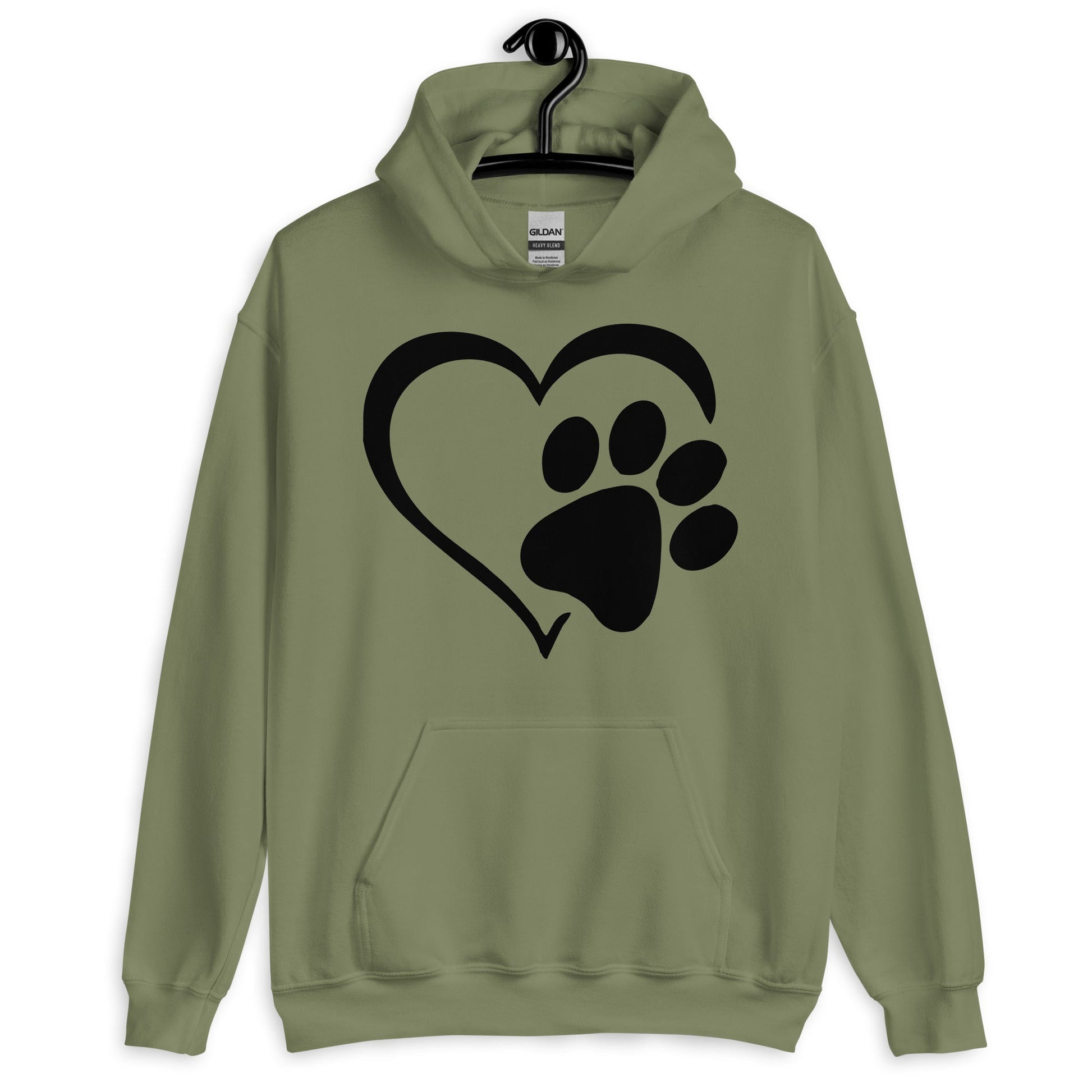 Dog Paw Heart Hoodie - Dog Paw Love Hoodie