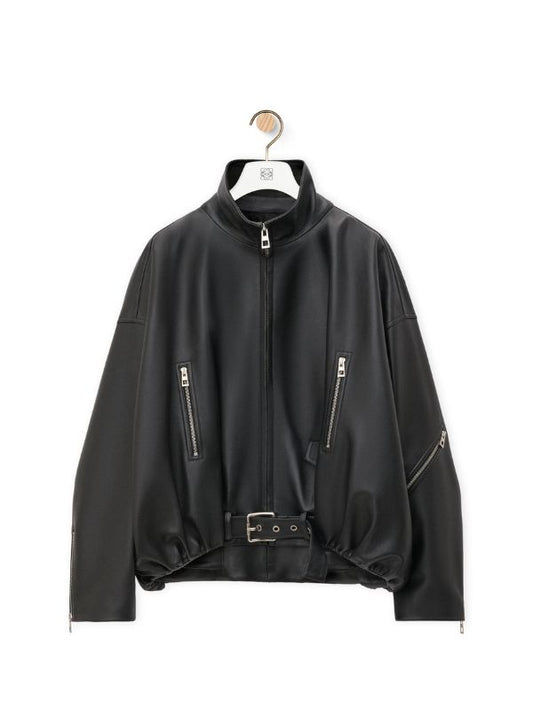 Dua Lipa Stylish Oversized Black Leather Jacket