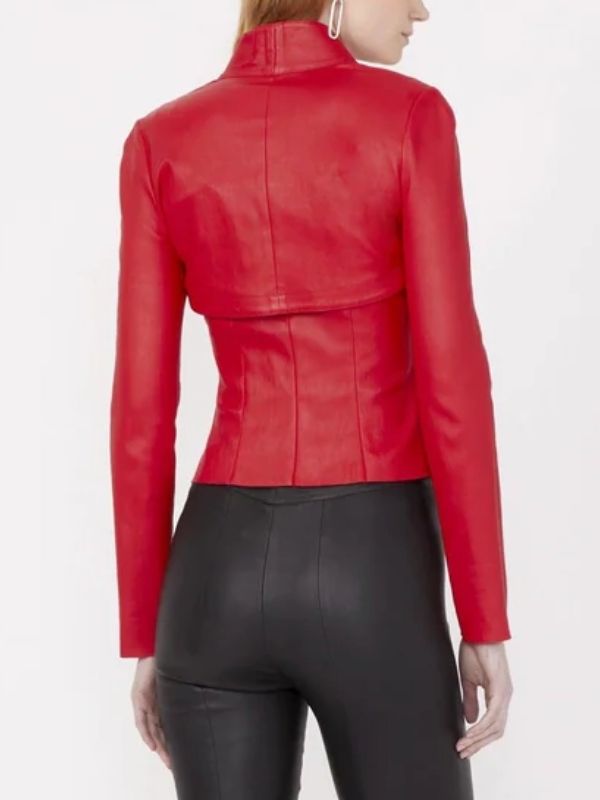 Emily Cooper Emily in Paris S04 Lily Collins Red Leather Jacket