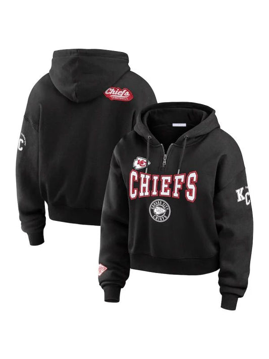 Erin Andrews Kansas City Chiefs Black Quarter-Zip Hoodie