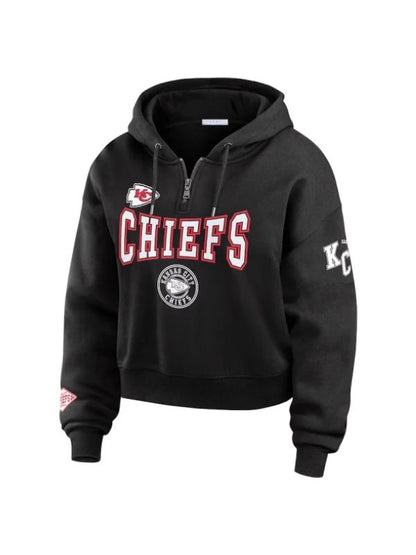 Erin Andrews Kansas City Chiefs Black Quarter-Zip Hoodie