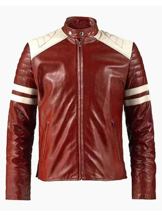 Fight Club Mayhem Red & White Leather Jacket - Shop Now