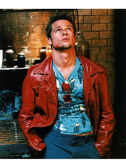 Tyler Durden Fight Club Red Leather Jacket