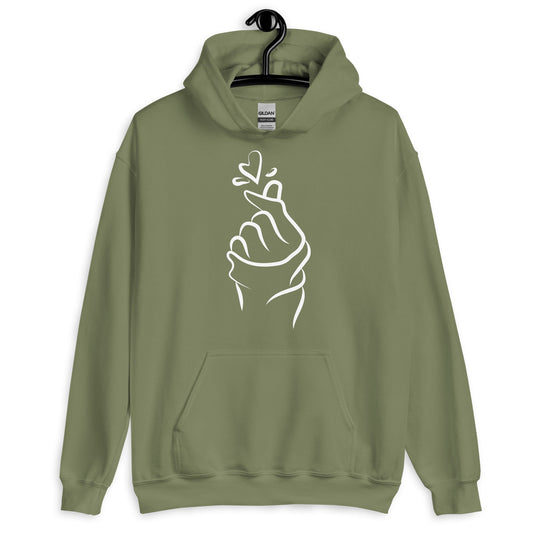 Finger Heart Gesture Pullover Hoodie