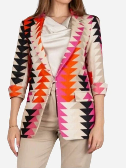 GBBO S15 Prue Leith S15 Triangle Print Blazer