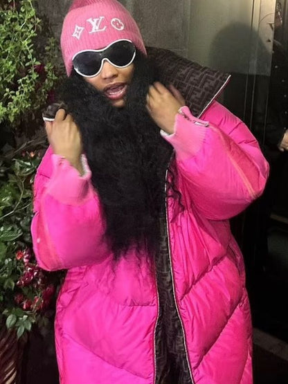 Nicki Minaj Rapper Pink Puffer Coat