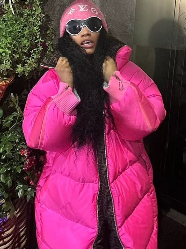 Nicki Minaj Rapper Pink Puffer Coat