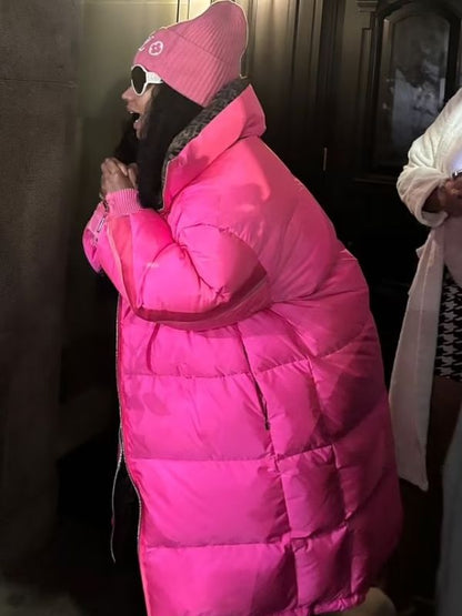 Nicki Minaj Rapper Pink Puffer Coat