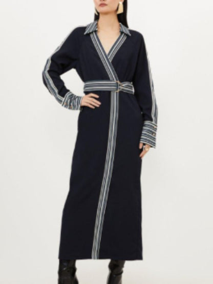 Kelly Clarkson Twill Woven Belted  Midaxi Dress