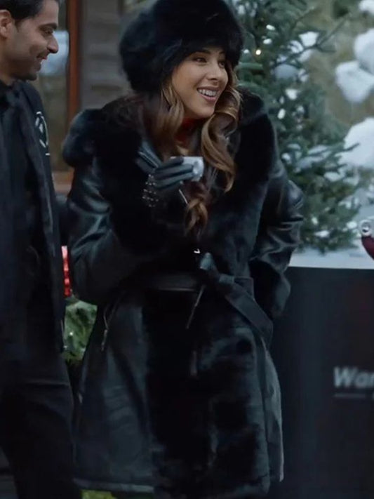 Holiday Crashers 2024 Daniella Monet Shearling Leather Coat