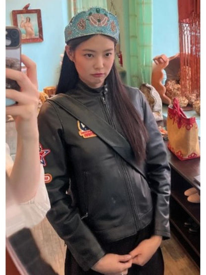 Blackpink Jennie Kim Black Leather Jacket