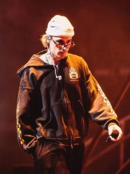 Justin Bieber Balenciaga Burning Unity  Zip-Up Hoodie