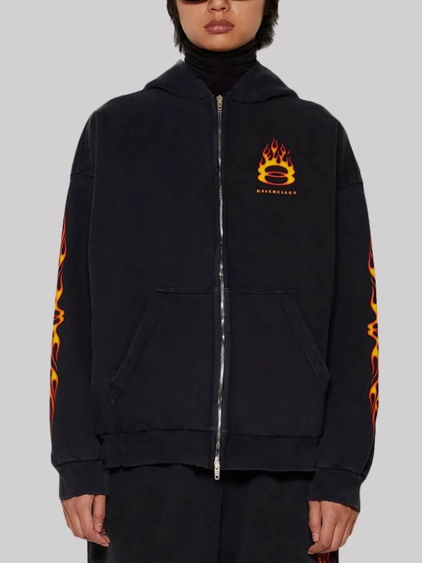 Justin Bieber Balenciaga Burning Unity  Zip-Up Hoodie