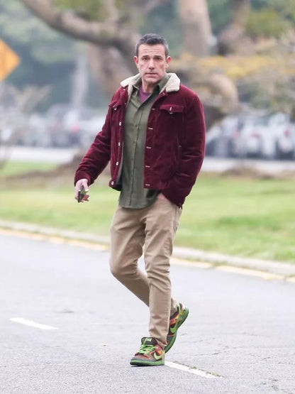 Ben Affleck Maroon Corduroy Jacket