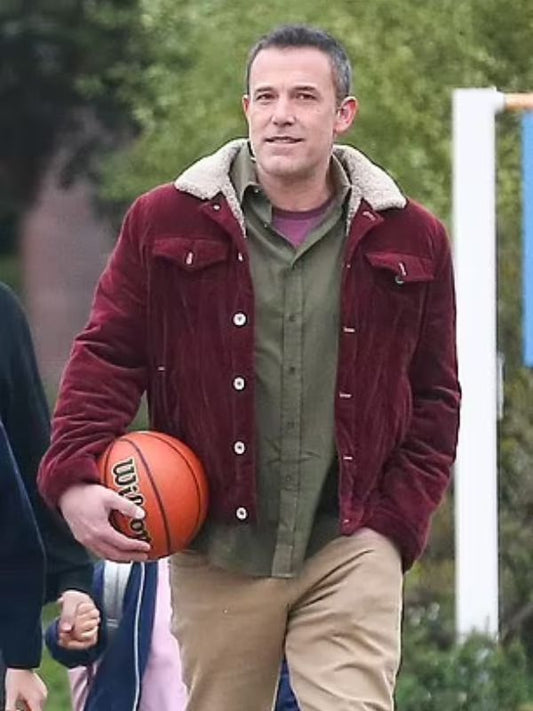 Ben Affleck Maroon Corduroy Jacket