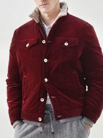 Ben Affleck Maroon Corduroy Jacket