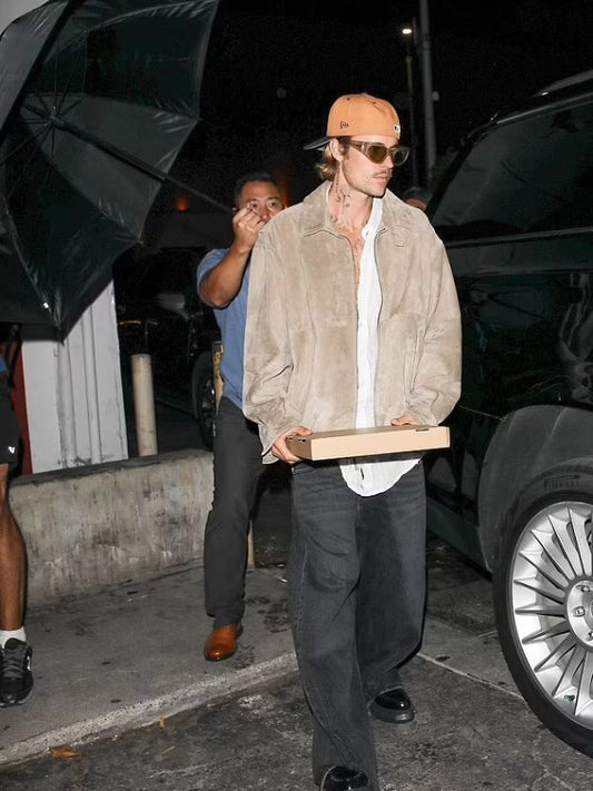 Justin Bieber Oversized Camel Leather Jacket