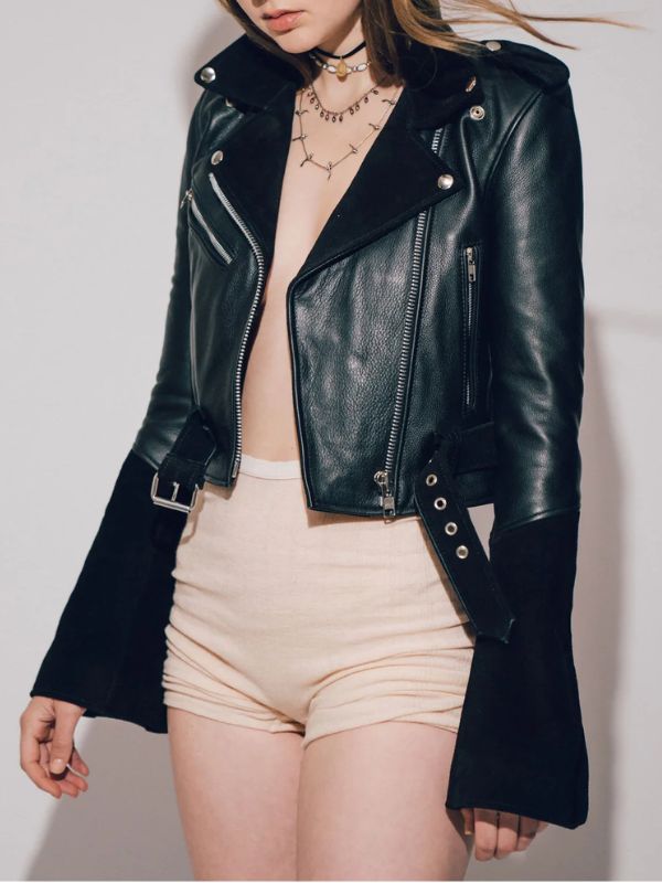 Leonie Hanne Brown Cropped Leather Jacket