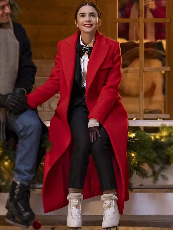 Lily Collins Emily In Paris S04 Red Coat