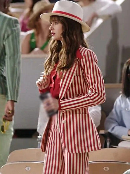 Emily in Paris S04 Lily Collins Red Stripe Blazer