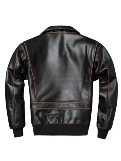 Mens Black A2 Aviator Vintage Leather Bomber Jacket - Sale
