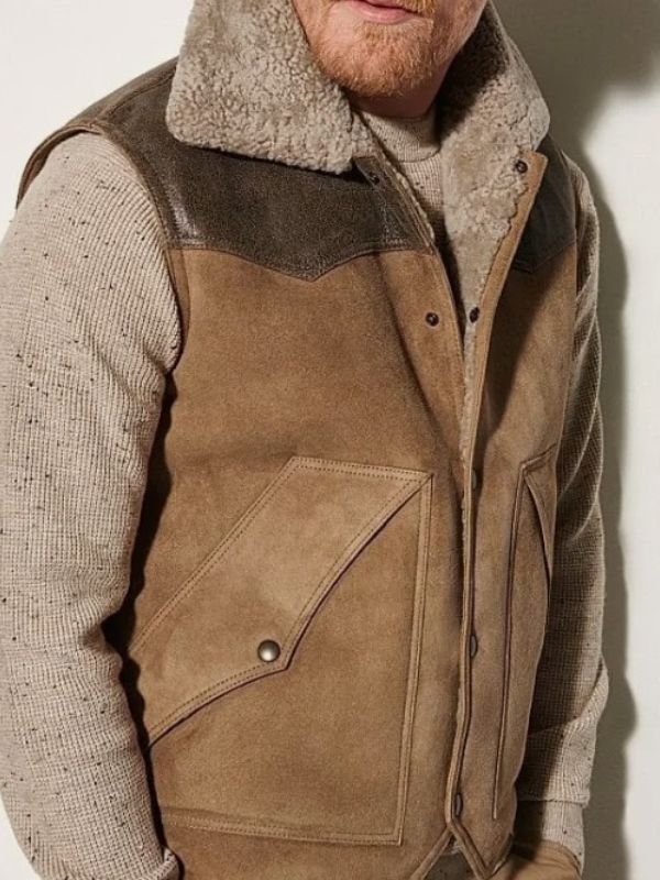 Mens Brown Shearling Fur Leather Vest