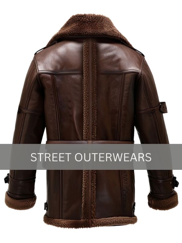 Mens Brown Sherpa Flight Leather Jacket