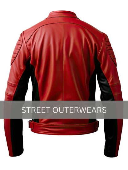 Mens Red and Black Biker Classy Racing Leather Jacket