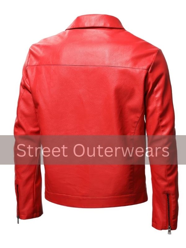 Mens Red Biker Steampunk Vintage Leather Jacket